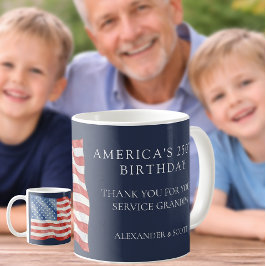 Taza De Café Cumpleaños 250 de América Abuelo Veterano Gracias
