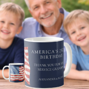Taza De Café Cumpleaños 250 de América Abuelo Veterano Gracias