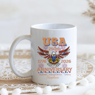 Taza De Café Cumpleaños 250 de América águila calva 4 de julio