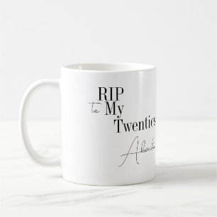 Taza De Café Cumpleaños 30 RIP 20s Minimalista Blanco y Negro