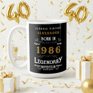 Taza De Café Cumpleaños 40 1986 Legendario Retro