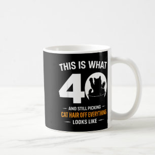 Taza De Café Cumpleaños 40 40 Años Amante Gatos Divertido