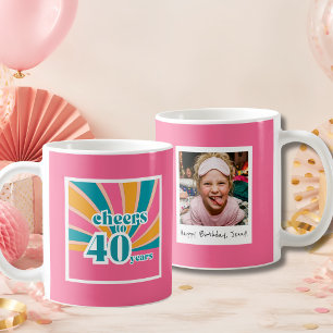 Taza De Café Cumpleaños 40 Feliz 40 años rosa