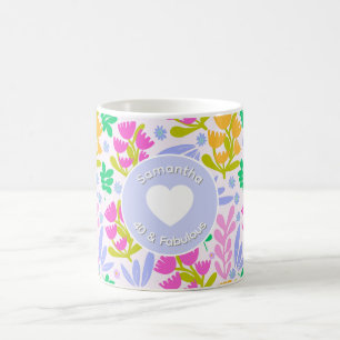 Taza De Café cumpleaños 40 nombre acuarela flores silvestres fl