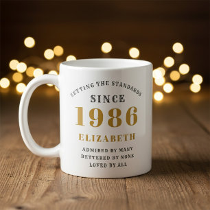 Taza De Café Cumpleaños 40 personalizado 1986 Agregar nombre el
