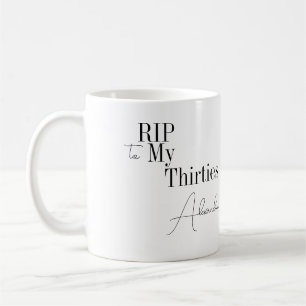Taza De Café Cumpleaños 40 RIP 30s Negro y Blanco