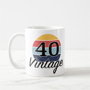 Taza De Café Cumpleaños 40 Vintage Atardecer