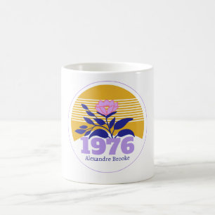 Taza De Café cumpleaños 50 años sol floral amarillo moderno lin
