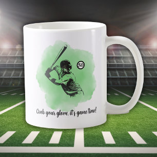 Taza De Café Cumpleaños 50 de Hombre Béisbol Bateando