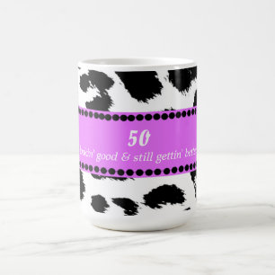 Taza De Café Cumpleaños 50 estampado de piel de leopardo
