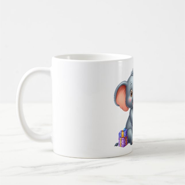 Taza De Café Cumpleaños 5 de Elefante Adorable (Izquierda)