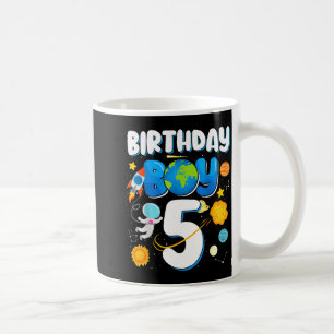 Taza De Café Cumpleaños 5 niños astronauta espacio planetas cua