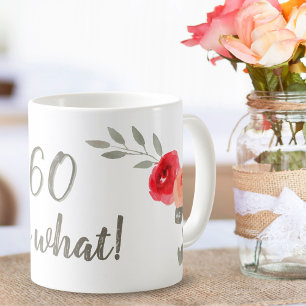 Taza De Café Cumpleaños 60 Inspirador Aquarela Floral
