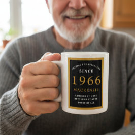 Taza De Café Cumpleaños 60 personalizado 1966 negro dorado eleg