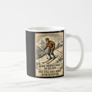 Taza De Café Cumpleaños 70 del hombre va a esquiar esquiador vi