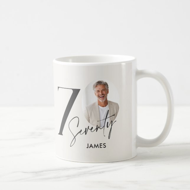 Taza De Café Cumpleaños 70 Foto Personalizada Milestone (Derecha)