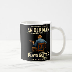 Taza De Café Cumpleaños 70 hombre guitarrista acústico vintage