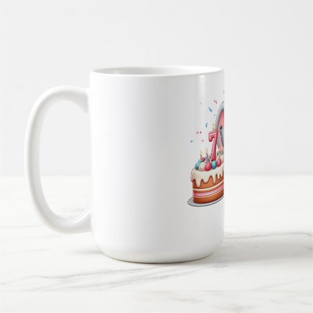 Taza De Café Cumpleaños 7 de elefante lindo (Izquierda)