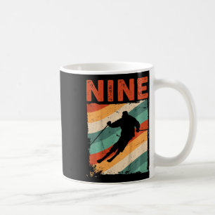 Taza De Café Cumpleaños 9 Retro Esquí Esquí Niños 9 Años Niña