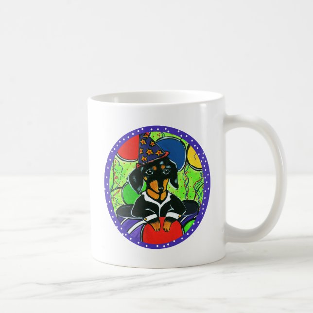 Taza De Café Cumpleaños adorable de Dachshund (Derecha)