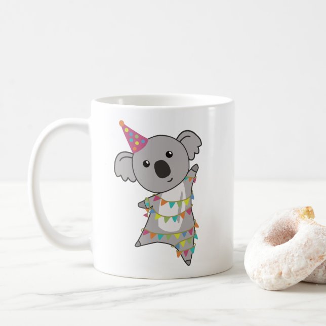Taza De Café Cumpleaños Bear Koala Bear Bear Garland Coffee Mug (Con donut)
