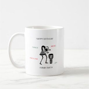 Taza De Café Cumpleaños, Chica de tambores africanos de silueta