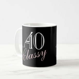 Taza De Café Cumpleaños con letra elegante negra y elegante 40