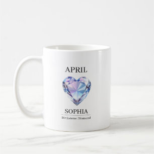 Taza De Café Cumpleaños con piedra de nacimiento de abril Diama