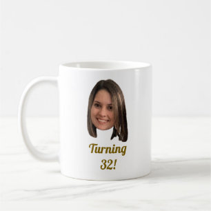 Taza De Café Cumpleaños con rostro personalizado con edad perso