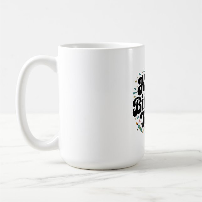 Taza De Café Cumpleaños Confeti Retro (Izquierda)