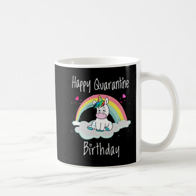 Taza De Café Cumpleaños de Cuarentena Unicornio arcoíris (Derecha)
