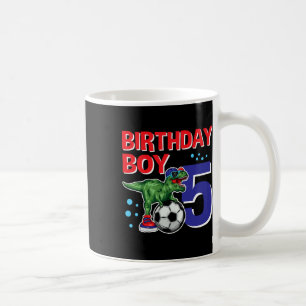 Taza De Café Cumpleaños de dinosaurio Niño de 5 años Fútbol de