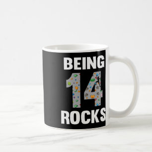 Taza De Café Cumpleaños de escalador de roca de 14 años 14º esc