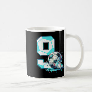 Taza De Café Cumpleaños de fútbol 9 años Helado goteo Cumple