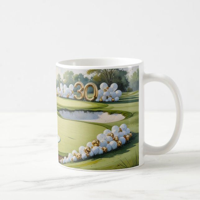Taza De Café Cumpleaños de golf 30 años en el campo de golf (Derecha)