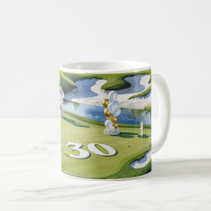 Taza De Café Cumpleaños de golf 30 años en el campo de golf