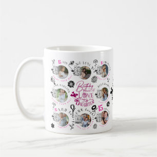 Taza De Café Cumpleaños de hija con patrón de foto personalizad