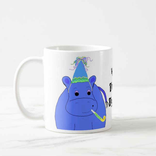 Taza De Café Cumpleaños de Hipopótamo Gran Tipo (Izquierda)