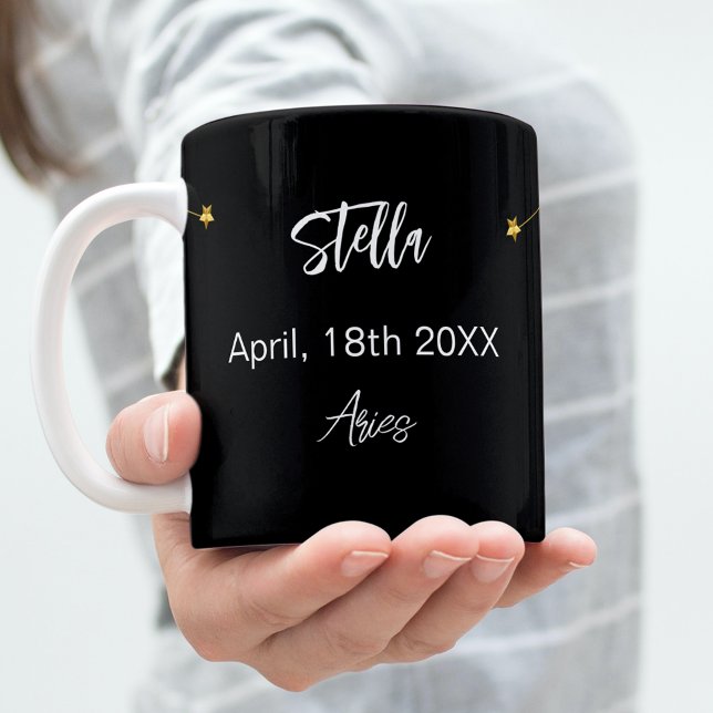 Taza De Café cumpleaños de la constelación de Black gold Aries (Subido por el creador)