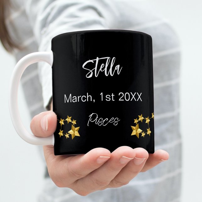 Taza De Café Cumpleaños de la constelación de estrellas Pisces  (Subido por el creador)