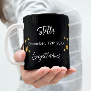 Taza De Café cumpleaños de la constelación Sagittarius de oro n