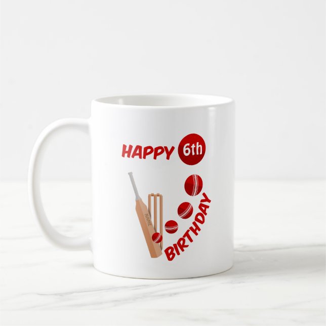 Taza De Café Cumpleaños de los niños de la pelota de críquet (Izquierda)