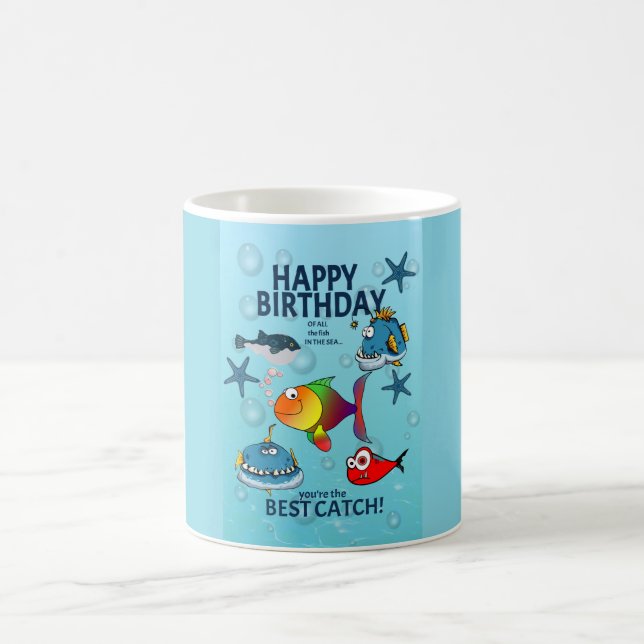 Taza De Café Cumpleaños de pez divertido (Centro)