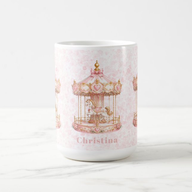 Taza De Café Cumpleaños de Princesa del Carrusel Rosa (Centro)