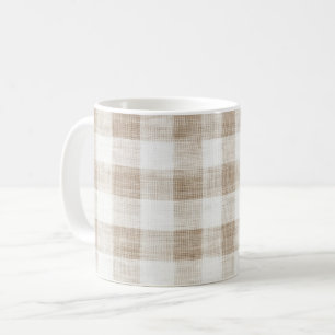 Taza De Café Cumpleaños de rayas a cuadros crema bronceado