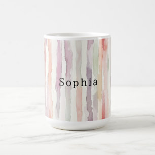 Taza De Café Cumpleaños de rayas blancas y rosa Melón Lavanda