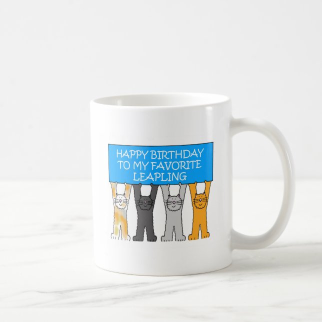 Taza De Café Cumpleaños del año bisiesto, deletreo americano (Derecha)