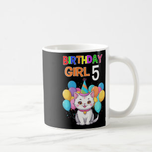 Taza De Café Cumpleaños del Gato Infantil 5 Chicas de la Fiesta