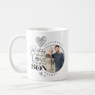 Taza De Café Cumpleaños del Hijo Moderno, Tipografía de Cumplea