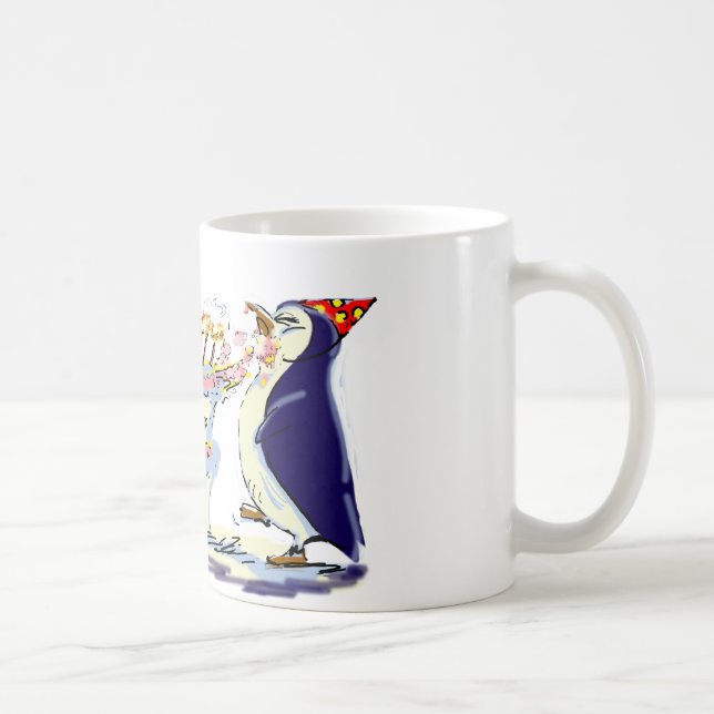 Taza De Café Cumpleaños del pingüino (Derecha)